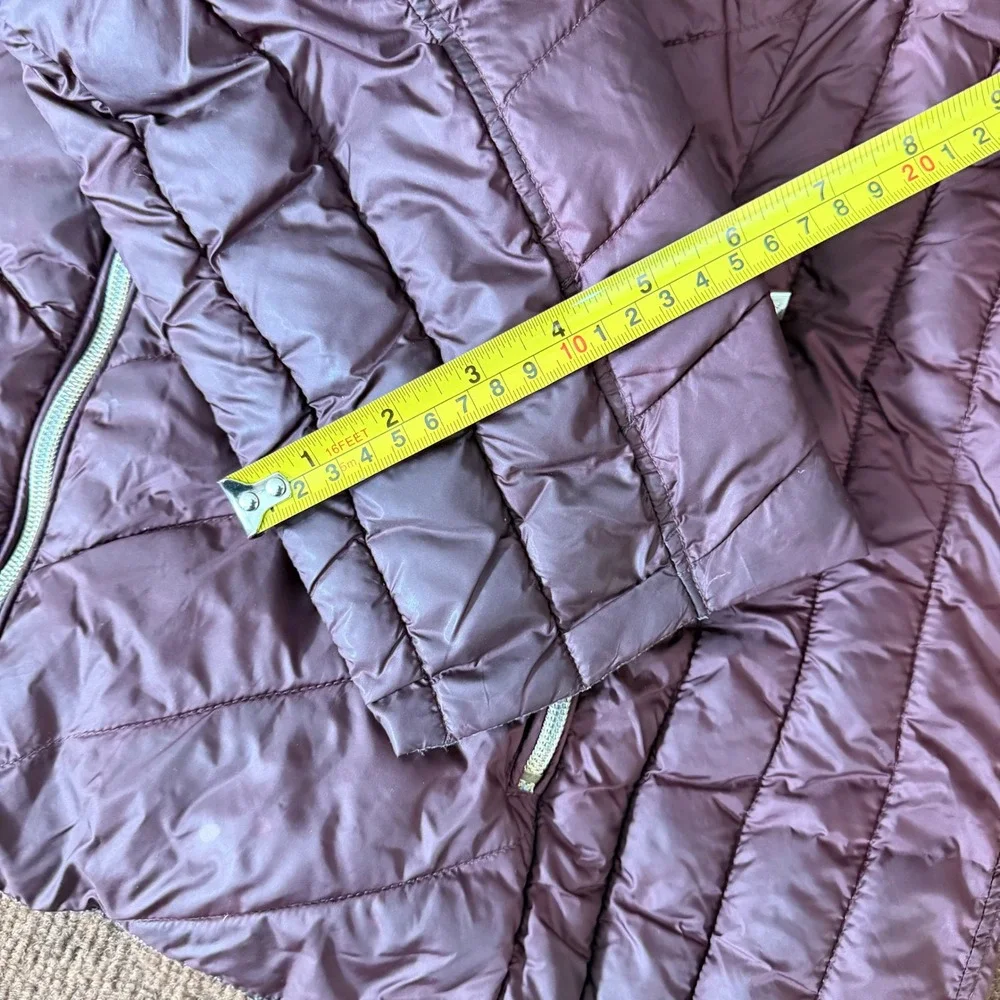 Michael Kors Womens Plum Purple Chevron Quilted‎ Hooded Puffer Jacket Coat MK A-